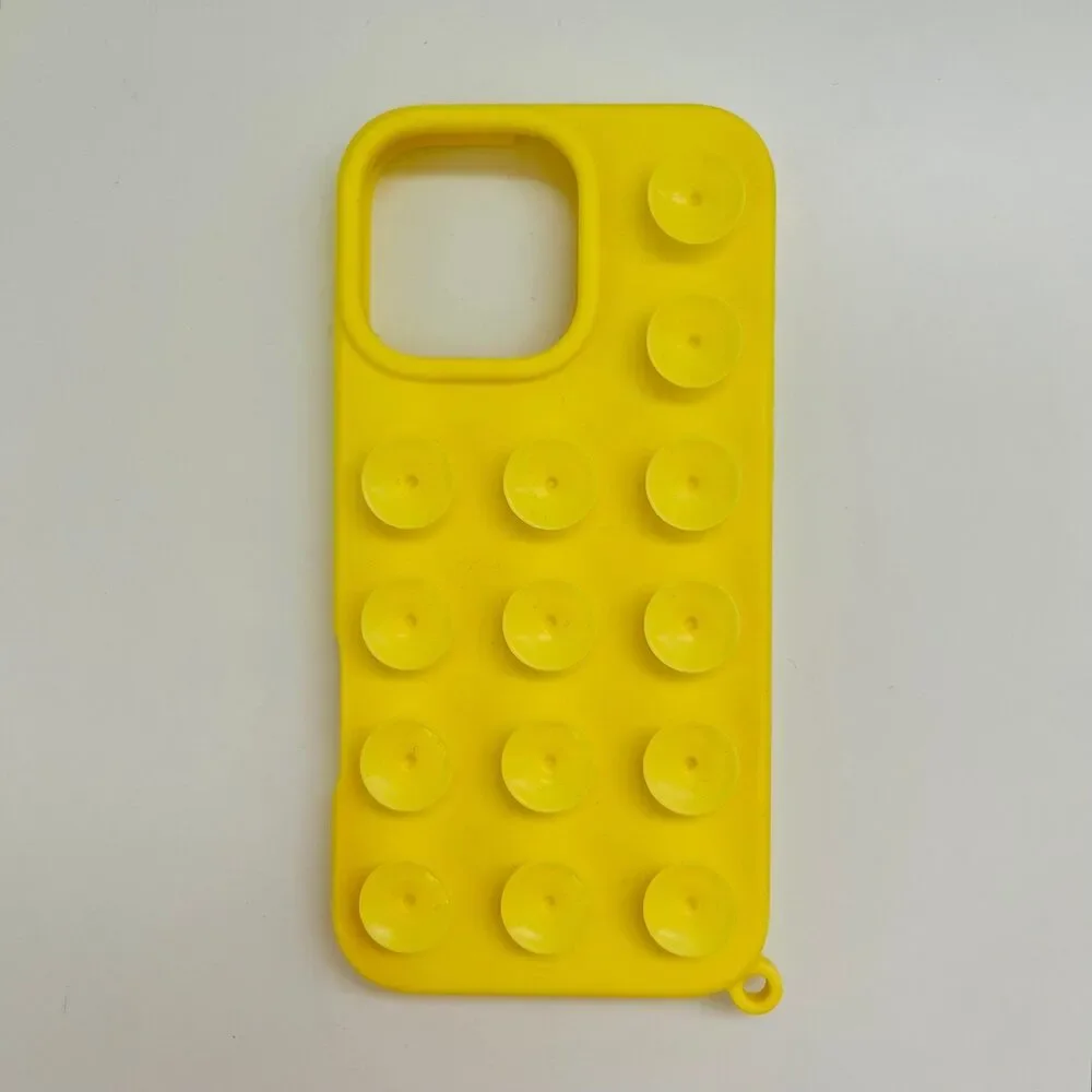 Yellow Shockproof Suction Cup Soft Silicone iPhone 16 Pro Max Case